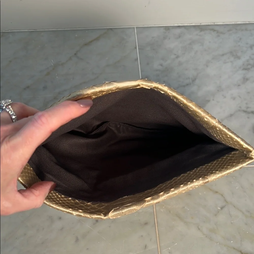 Python Champagne Gold Clutch - Picture 4 of 5